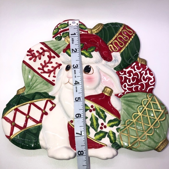 Fitz and Floyd Christmas Bunny plate Wall Decor Or Serving Tray 9”X8” - Picture 6 of 7